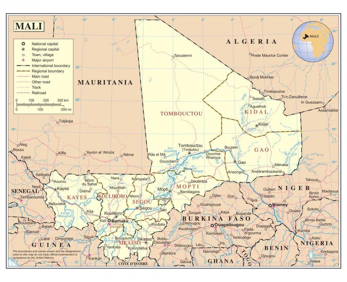 Карта Мали глубоко