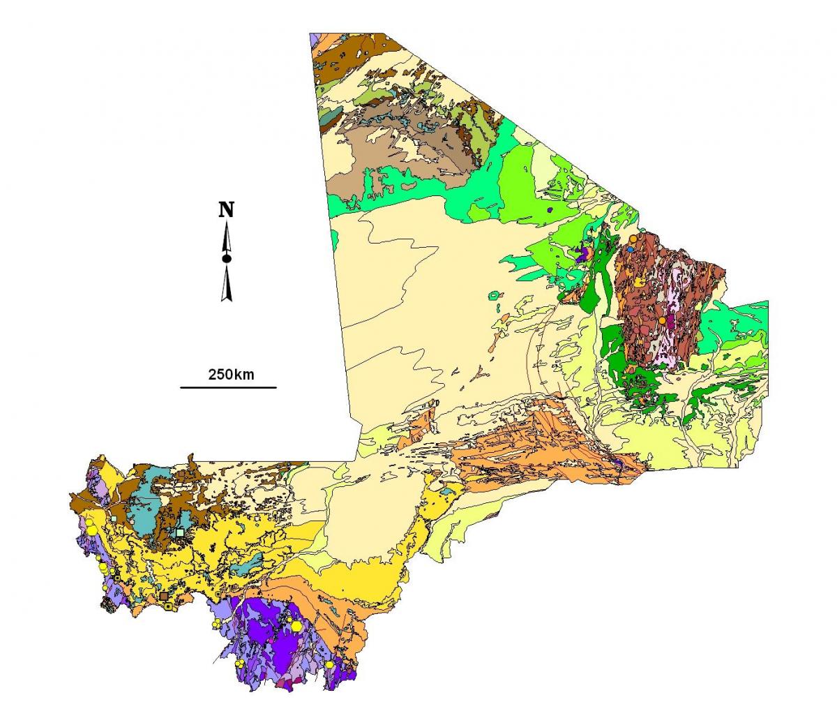 Карта золотых приисков в Мали