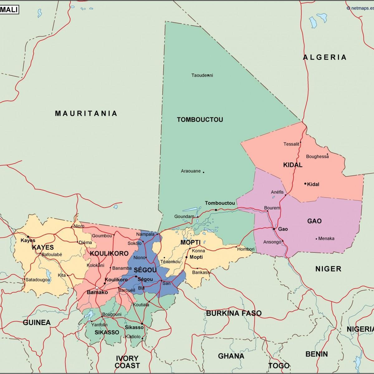 Карта политических Мали