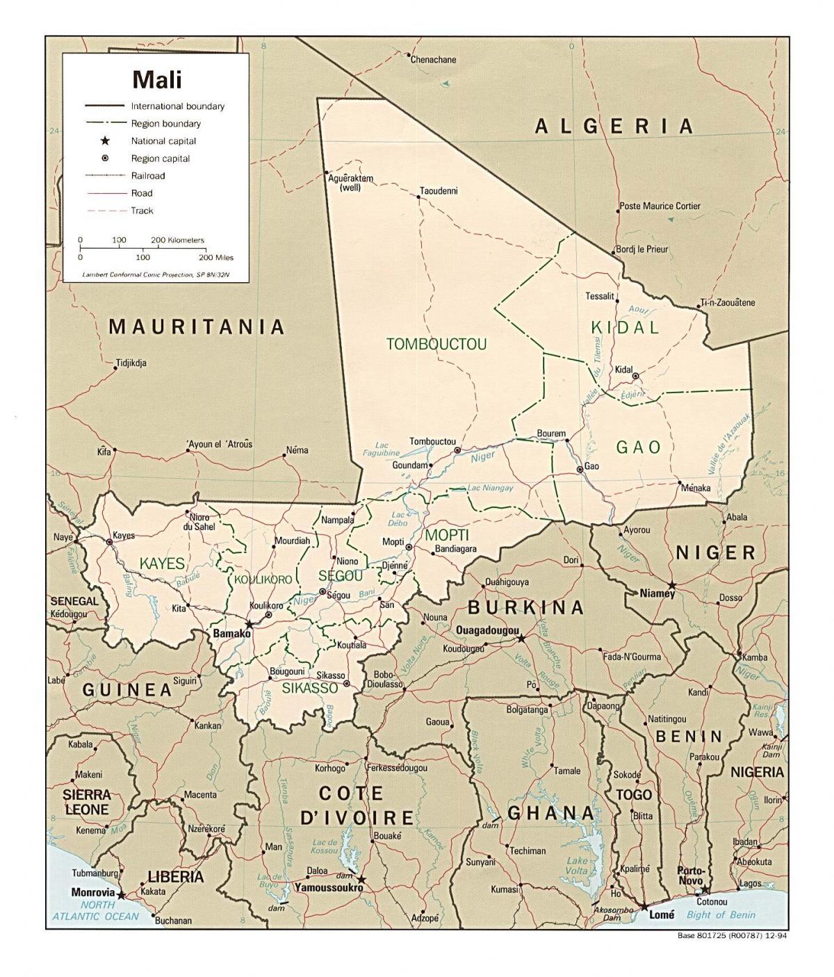 Карта Мали страной
