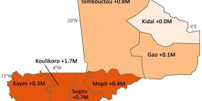 Карта Мали населения